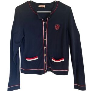Brooks Brothers Blue and Red Cardigan size M Merino Wool Classic Preppy Academia